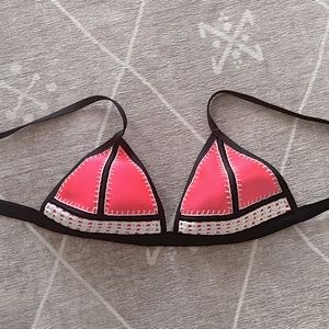 TRIANGL neoprene and crochet bikini top